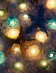 Téma oceánu víla řetězová světla 2 m 20 LED skořápková světla napájená baterií pro Vánoce narozeniny svatba zahrada u moře kempování rodinná párty dekorace