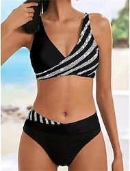 Women's Swimwear Bikini 2 Piece Normal Swimsuit Backless 2 Piece Push Up Sexy Printing Ombre Leaf V Wire Vacation Stylish Bathing Suits