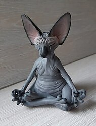 nová kočka figurka sphynx meditace socha jóga zvíře kočka meditovat umění sochařství mikro dekorace zahrada domácí kancelář ornament