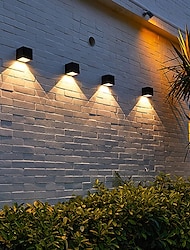 2 יחידות אורות קיר סולארית אור גדר חיצוני לגן פטיו מרפסת חצר וילה מרפסת קישוט חצר אווירה מנורת קיר עמיד למים