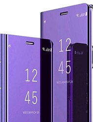 telefone Capinha Para Samsung Galaxy S26 Ultra Plus S25 S24 S23 S22 S21 FE S21 Ultra Plus S20 A14 A54 Capa Proteção Completa Case Completa Com Suporte Espelho Auto Dormir / Despertar Cor Sólida TPU