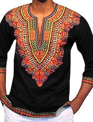בגדי ריקוד גברים חולצת טי תלבושות אפריקאיות מודרניות הדפס אפריקאי דאשיקי נשף מסכות מבוגרים טי שירט מפלגה