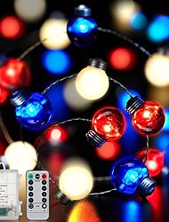 led string φώτα 4m/10ft 40led διακοσμητικά κόκκινο λευκό μπλε νεράιδα φως με μπαταρία χάλκινο σύρμα πατριωτικά διακοσμητικά