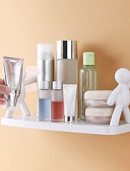 punch-gratis badkamer plank douche opbergrek voor zeep shampoo organisator schattige witte pop planken geen boren cosmetica houder home decor