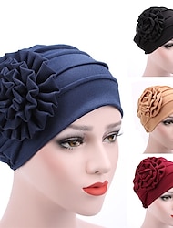 Sombreros de mujer primavera verano color liso floral beanie sombrero musulmán elástico turbante sombrero gorra para la pérdida de cabello gorra hijab