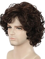 смешной мужской парик мужской короткий вьющийся коричневый парик аниме косплей парики косплей парик волос