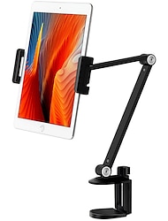 Adjustable Metal Tablet Stand Aluminum Alloy Arm iPad Mount Holder for Bed or Desk Overhead Compatible for iPad Air Pro Mini Surface Pro Stand iPhone Android Tablet Kindle