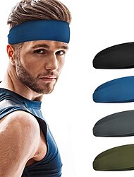 4PCS Men's Sports Headband Sweatband Sports Workout Track and Field Headband Elastic Moisture-wicking Unisex Headband Headband