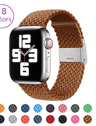 Solo Loop Compatibel met: Apple Watch-horlogebandje 38mm 40mm 41mm 42mm 44mm 45mm 49mm Gevlochten Elastisch Metalen sluiting Nylon Vervangende horlogeband voor iwatch Ultra 2 Series 9 8 7 SE 6 5 4 3