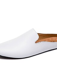 Miesten Puukengät Comfort-huopa Brittiläiset ruudulliset kengät Puolikkaat kengät Comfort-kengät Vapaa-aika Englantilainen Päivittäin Nahka Loaferit Musta Valkoinen Ruskea Kesä Kevät