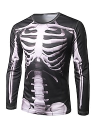 Herren T Shirt Halloween-Shirt Graphic Skelett Rundhalsausschnitt Bekleidung 3D-Druck Strasse Täglich Langarm Modisch Brautkleider schlicht