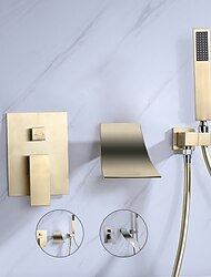 seinään kiinnitettävä ammehana käsisuihkulla, moderni seinäasennus keraamisella venttiilillä, kylpyammeen täyttösuihkuhanat, yksikahvainen kaskadihana