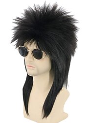 Peruca Amuzantă pentru Bărbați Peruca Mullet Peruca pentru Bărbați Peruca Anii '80 Brună Ondulată Mullet Peruca Fashion Accesorii de Petrecere Peruci de Halloween