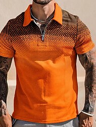Pánské Polo trička Golfová košile Spád Přehnutý Žlutá Rubínově červená Vodní modrá Oranžová Trávová zelená 3D tisk ulice Denní Krátký rukáv Zip 3D Oblečení Módní Na běžné nošení Prodyšné Pohodlné