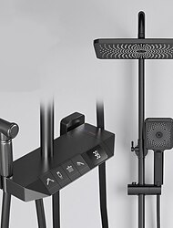 sprchová baterie,dešťová sprchová souprava piano digitální inteligentní mosazné koupelnové baterie horké studené vodopádové kohoutky déšť šedý/bílý/černý sprchový systém