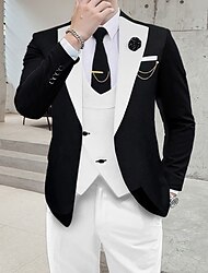 Trajes de fiesta de boda para hombre, color negro, beige, Burdeos, 3 piezas, talla grande, color sólido, corte a medida, botonadura única, un botón, 2024