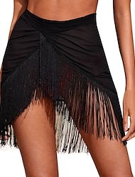 Dames Zwemkleding Bedekken Strandbodem Zwempak Franje zoom Kwastje Stijlvol Strand Kleding Effen Heldere kleur Mouwloos Badpakken