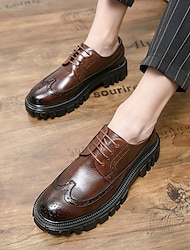 Miesten Oxford-kengät Derby-kengät Bullock kengät Juhlakengät Wingtip kengät Liiketoiminta Häät Juhlat PU Nauhat Musta Ruskea Kesä Kevät