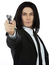 john wick hitman musta peruukki 90-luvun miesten peruukit musta luonnollinen kampaus voi solmia poninhäntä sopii miehille &amp; naisten halloween-peruukit
