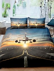 3D Bedding  Aircraft print Print Duvet Cover Bedding Sets Comforter Cover with 1 print Print Duvet Cover or Coverlet，2 Pillowcases for Double/Queen/King