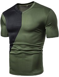 男性用 Tシャツ 半袖 クルーネック 夏 カラーブロック ファッション クラシック 快適 ストリート カジュアル スポーツ ブラック ホワイト ルビーレッド メンズトップTシャツ
