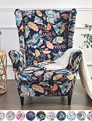 Wing chair slipcover spandex fabric sofa obejmuje wingback fotel z siedziskiem poszewka na poduszkę floralpattern furniture protector for living room