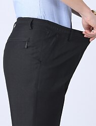 Men's Dress Pants Trousers Chinos Elastic Waist Plain Comfort Breathable Wedding Business Casual Fashion Classic Black Dusty Blue High Waist Stretchy