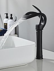 kran łazienkowy, mosiężne baterie umywalkowe z wodospadem, pojedynczy uchwyt z jednym otworem krany wannowe malowane wykończenia wysoki korpus w nowoczesnym stylu