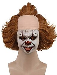 κοντή αφράτη καφέ σγουρή τρόμου pennywise περούκα cosplay περούκα anime περούκα απόκριες περούκες