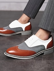 Miesten Oxford-kengät Derby-kengät Muodolliset kengät Bullock kengät Juhlakengät Liiketoiminta Klassinen Englantilainen Päivittäin Toimisto & ura Juhlat Tekonahka Nauhat Musta Valkoinen Ruskea