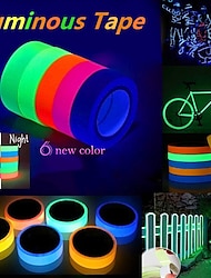 6pcs/Set UV Gaffer Fluorescent Party Tape Blacklight Reactive Glow In The Dark Tape Neon Cloth Tape Warning Stage Prop Home Decoration