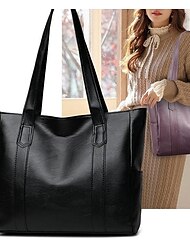 Women's Shoulder Bag PU Leather Office Shopping Daily Solid Color Floral Print claret Black Purple