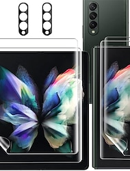 [6-pack] Schermbeschermer + cameralensbeschermer Screenprotector voor en achter Voor Samsung Galaxy Z-vouw 6 Z Fold 5 Z Fold 4 Z Fold 3 Gehard Glas TPU-hydrogel 9H-hardheid Anti-vingerafdrukken