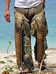 Miesten Housut Kesähousut Rantahousut Boho housut Tasku Kurenauha Joustava vyötärö Graafiset tulosteet Mukavuus Hengittävä Kausaliteetti Päivittäin Pyhäpäivä Katutyyli Suunnittelija Laivaston sininen