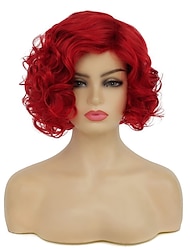 короткие вьющиеся красные парики для женщин синтетические натуральные волнистые красный костюм косплей вечерние парик с шапочкой для парика