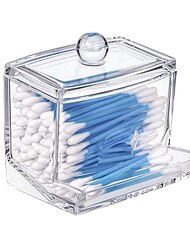 Acrylic Cotton Swabs Storage Holder Box Portable Transparent Makeup Cotton Pad Cosmetic Container Crystal Jewelry Organizer Case without Cotton swabs