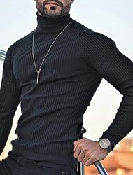 Bărbați Tricou Cămașă cu gât Tricou cu maneca lunga Simplu Guler rulat Stradă Concediu Manșon Lung Îmbrăcăminte Casual Comfortabil Esențiale