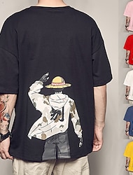 One Piece Monkey D Luffy Traje de cosplay T-Shirt Animé Estampados Estampado Harajuku Gráfico Para Hombre Mujer Adulto Vuelta al cole