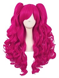 28 Inch/70 cm Lolita Long Curly 2 Ponytails Clip on Cosplay Wig