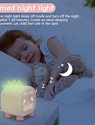 Kids Alarm Clock Digital Alarm Clock for Kids Bedroom Cute Dinosaur Alarm Clock Children's Sleep Trainer Wake Up Light & Night Light with USB Alarm Clock for Boys Girls Birthday Gifts