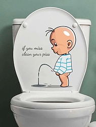 rolig varning toalett klistermärken tecknad barn urinering toalett lock wc dörr klistermärke avtagbar hushålls självhäftande dekorpapper
