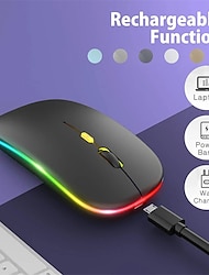 LED Wireless Mouse Slim Silent Mouse 2.4G Portable Mobile Optical Office Mouse with USB and Type-c Receiver 3 Adjustable DPI Levels for Laptop PC Notebook MacBook