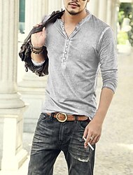 Miesten T-paita Henley-paita Pitkähihainen paita Pitkähihainen Tavallinen Klassinen Vapaa-aika Lihas Vaatteiden värjäys Painike alas Henley Kausaliteetti Katu Pyhäpäivä 봄 & Syksy Sininen Pinkki