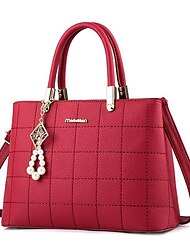 Women's Bag 2022 Embroidered Thread Plaid Handbag Middle-Aged Mother Bag Large-Capacity One-Shoulder Messenger Bag