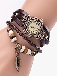 vrouwen quartz armband horloge fashion weave wrap around lederen polshorloge klassieke armband horloge set