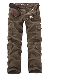 Męskie Spodnie cargo Spodnie Multi Pocket Równina Moro Pełna długość Bawełna Codzienny Czarny Khaki Średnio elastyczny