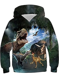 Boys 3D Animal Dinosaur Hoodie Long Sleeve 3D Print Fall Winter Active Sports Fashion Polyester Kids 3-13 Years Outdoor Daily Indoor Regular Fit
