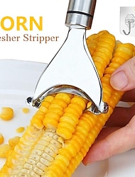 Stainless Steel Corn Stripper with Self-adhesive Hook Corns Threshing Corn Thresher Stripper Peeler Corn Kerneler Peeler Fruit Vegetable Kitchen Gadgets