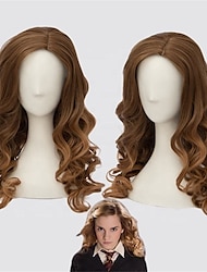 afroamerické ženy 60cm dlouhé vlny hnědé vlasy harry p paruka Hermiona Grangerová anime cosplay paruky halloweenské paruky
