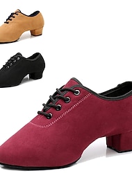 Универсальные Обувь для латины Тренировочная танцевальная обувь Учебный В помещении С раздельной подошвой Толстая каблук Закрытый мыс Взрослые Темно-красный Черный Коричневый